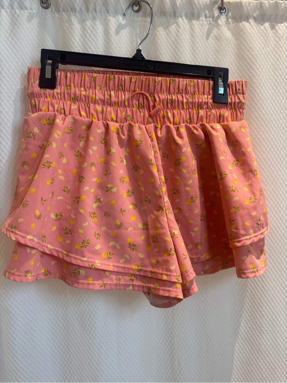JoyLab Pink Floral Tiered Skort with Yellow Accent